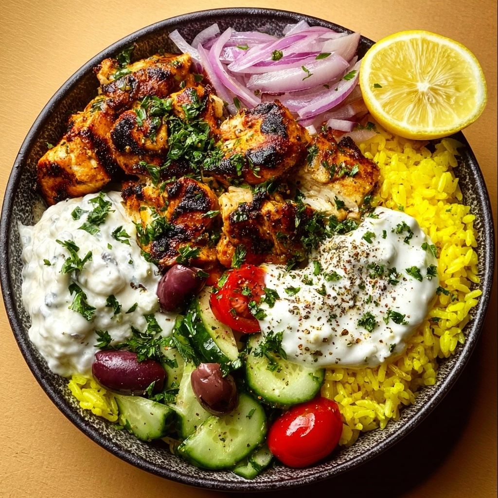 Greek Chicken Souvlaki Bowls with Garlic Sauce Recipe - Recipe Image