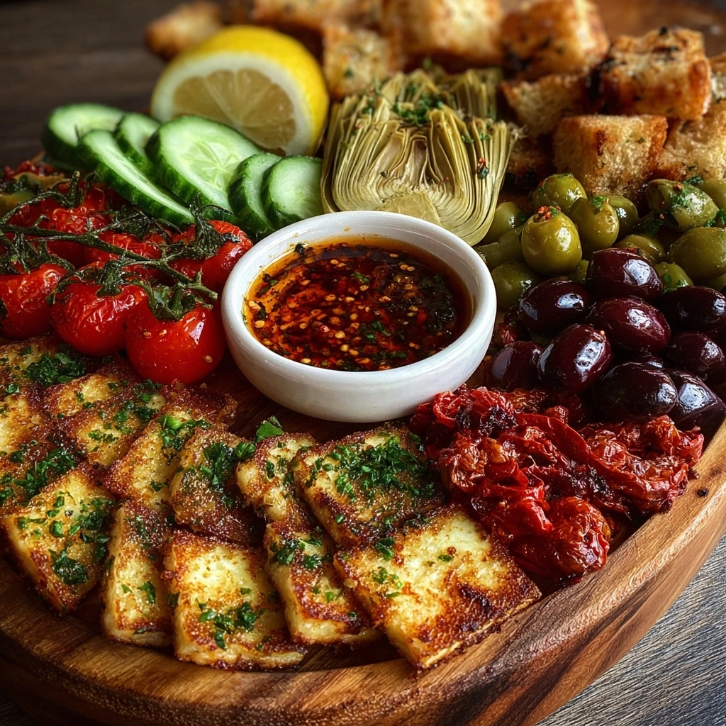 Greek Halloumi Mezze Board with Chili Honey Drizzle Recipe - Recipe Image