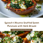 Spinach & Ricotta Stuffed Sweet Potatoes with Herb Drizzle Recipe