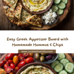 Greek Appetizer Board with Hummus and Herb Flatbread Chips Recipe