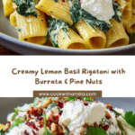 Lemon Basil Rigatoni with Burrata & Roasted Pine Nuts Recipe