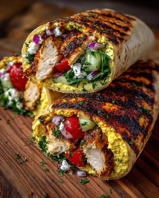 Greek Grilled Chicken Wraps with Hummus Sauce Recipe