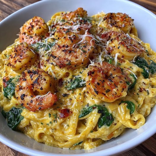 Shrimp Alfredo with Spinach Recipe - Recipe Image