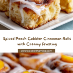 Spiced Peach Cobbler Cinnamon Rolls with Creamy Frosting Recipe