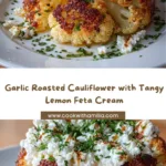 Garlic Roasted Cauliflower with Lemon Feta Cream Recipe