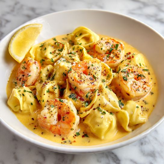 Shrimp Tortellini with Lemon Garlic Cream Sauce Recipe 3 Shrimp Tortellini with Lemon Garlic Cream Sauce Recipe - Recipe Image