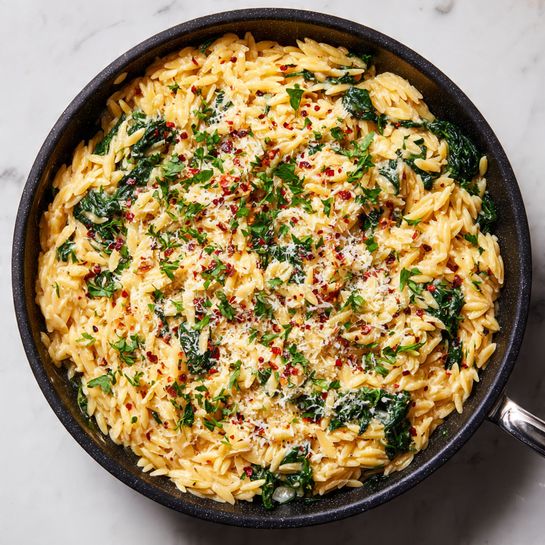 Creamy Spinach Parmesan Orzo Recipe - Recipe Image