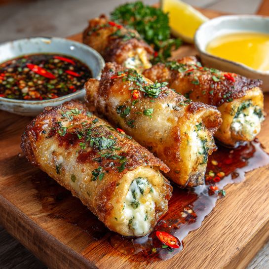 Crispy Fried Goat Cheese Rolls with Hot Chili Honey Recipe