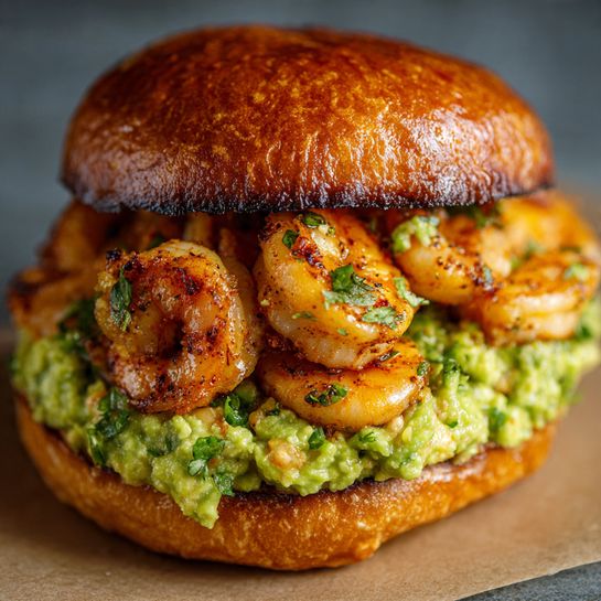 Homemade Shrimp Burger with Guacamole Recipe