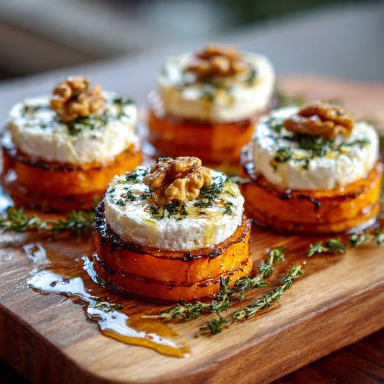Caramelized Persimmon Rounds with Brie, Walnuts & Hot Honey Recipe