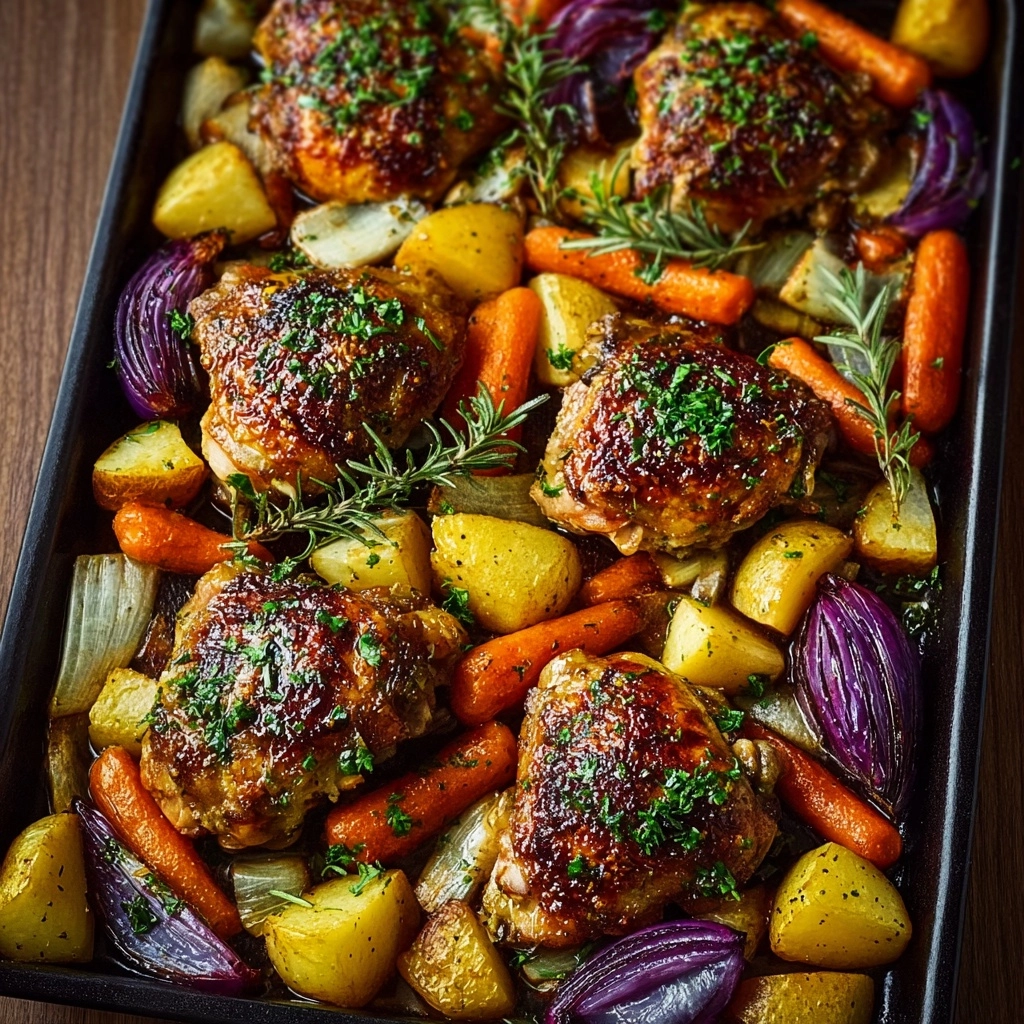 Honey Dijon Chicken Thighs with Root Vegetables Recipe