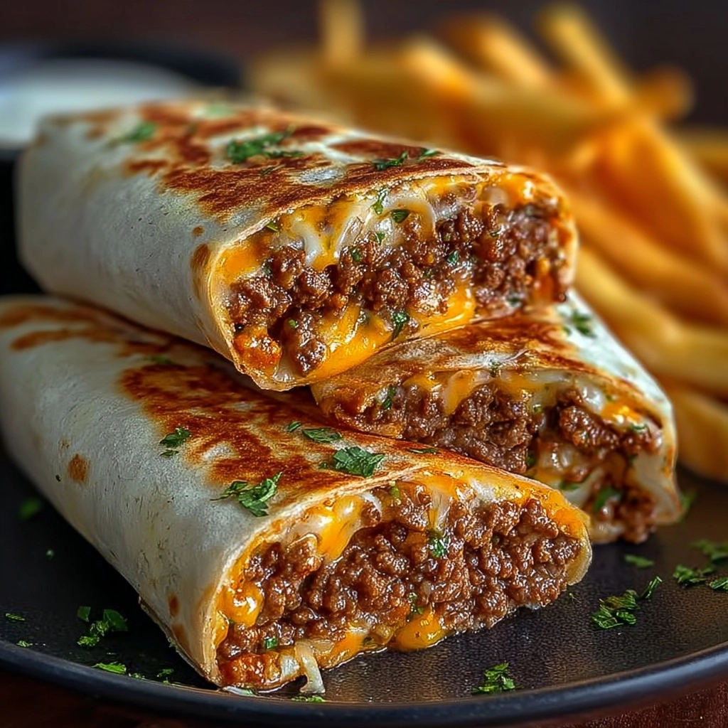 Cheesy Beef Burritos with Fries Recipe - Recipe Image
