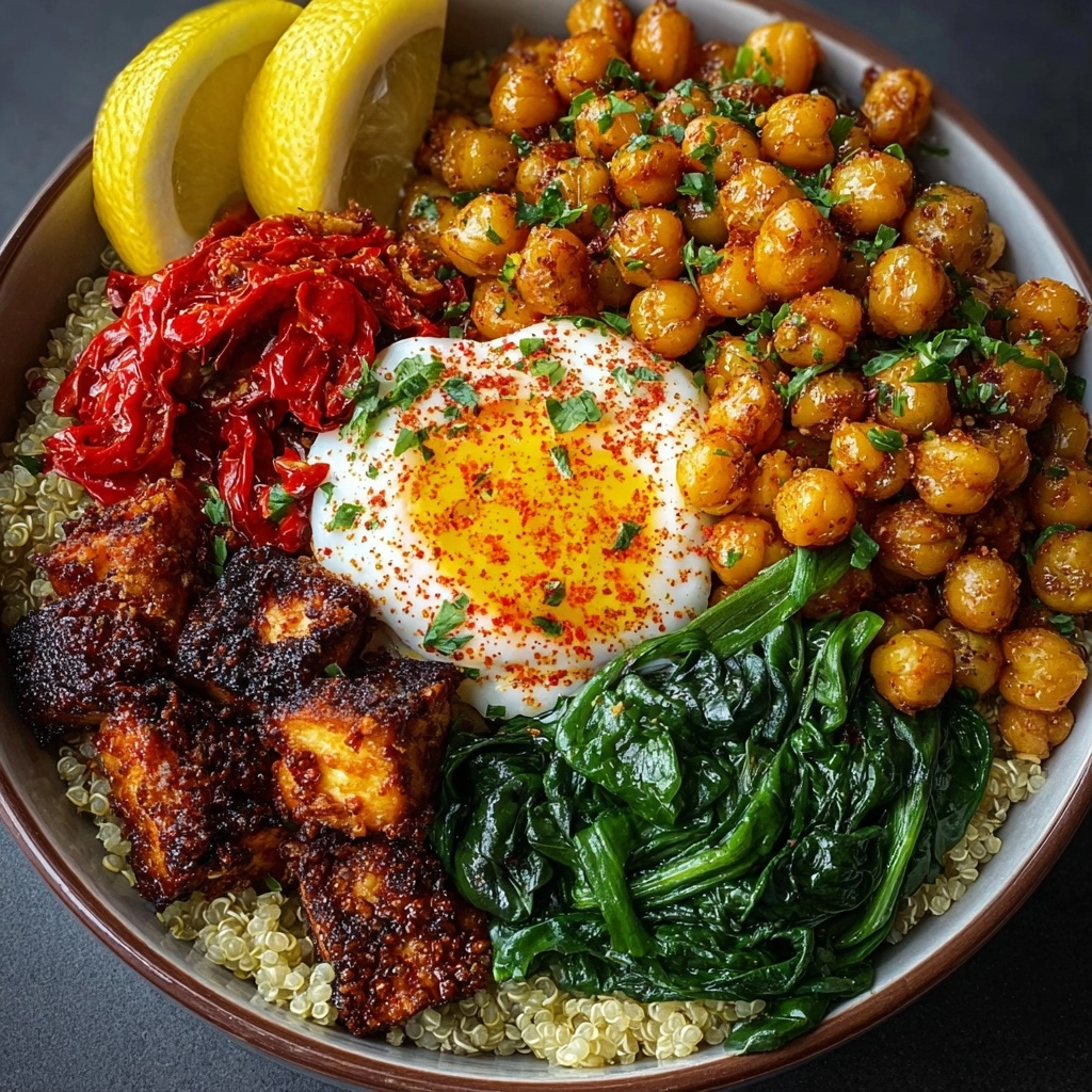 Crispy Chickpea & Spinach Lemon Bowl Recipe - Recipe Image