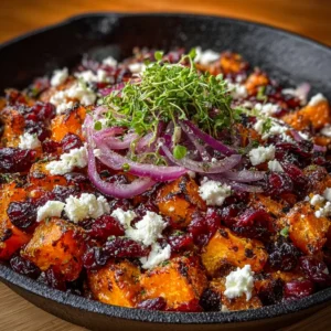 Roasted Sweet Potato & Cranberry Feta Skillet Recipe