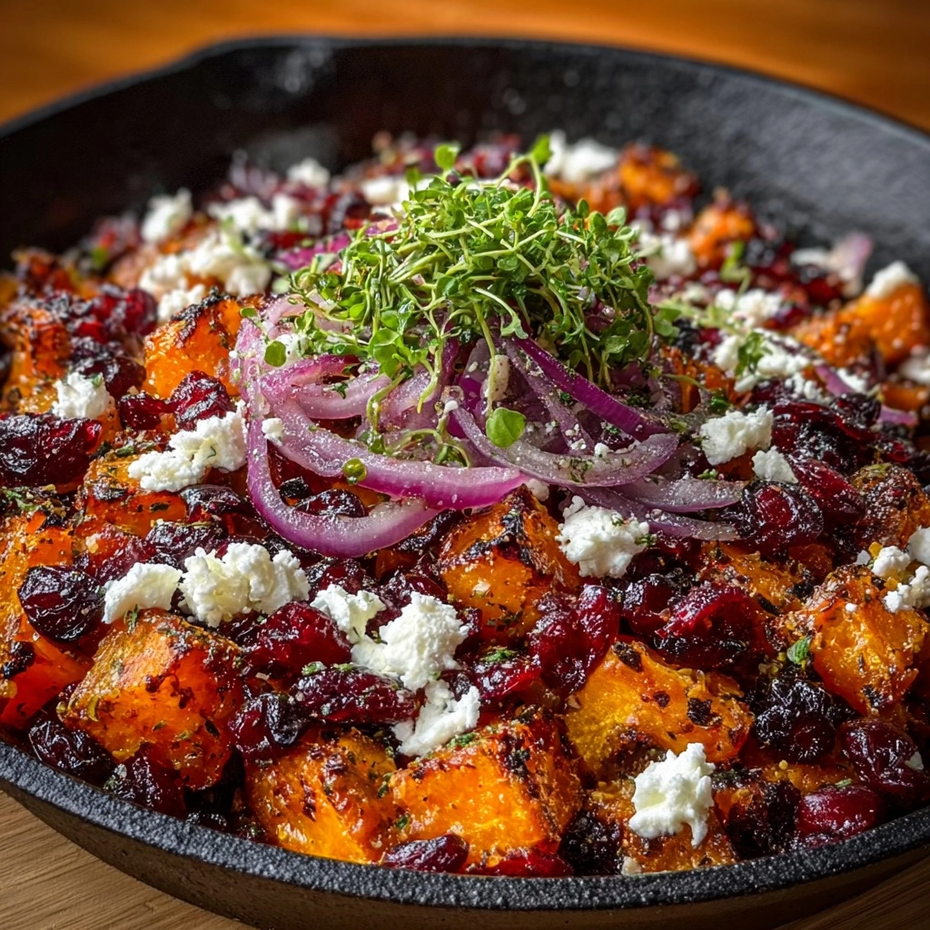 Roasted Sweet Potato & Cranberry Feta Skillet Recipe 3 Roasted Sweet Potato & Cranberry Feta Skillet Recipe - Recipe Image