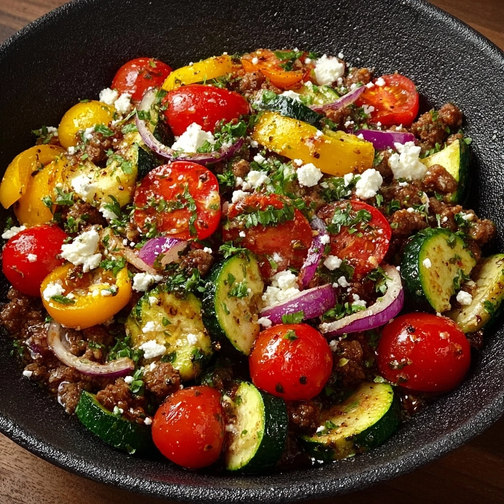 Mediterranean Ground Beef Stir Fry Recipe - Recipe Image