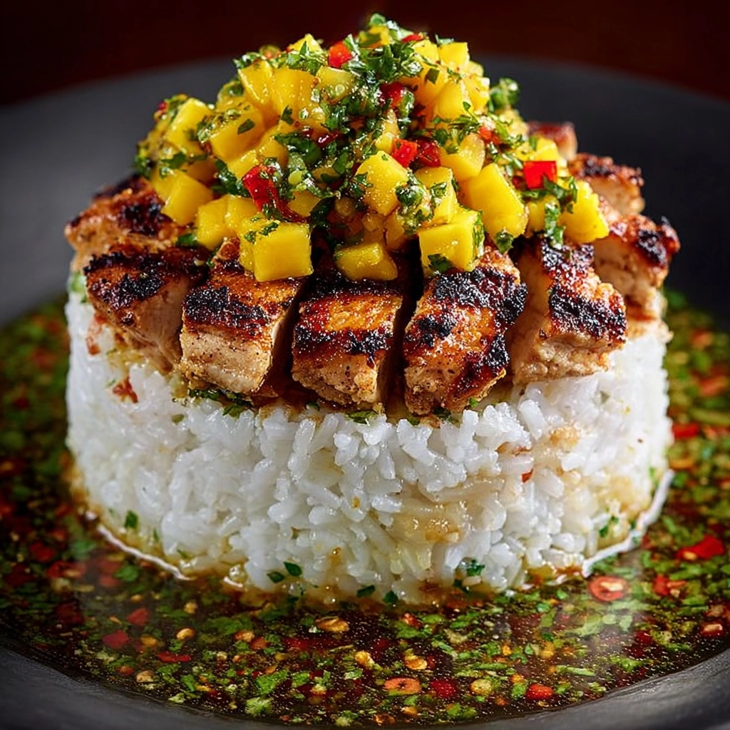 Honey Lime Chicken & Mango Rice Stack Recipe - Recipe Image