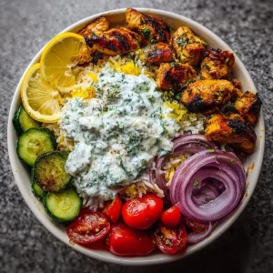 Greek Chicken Souvlaki Bowls with Garlic Yogurt Sauce Recipe