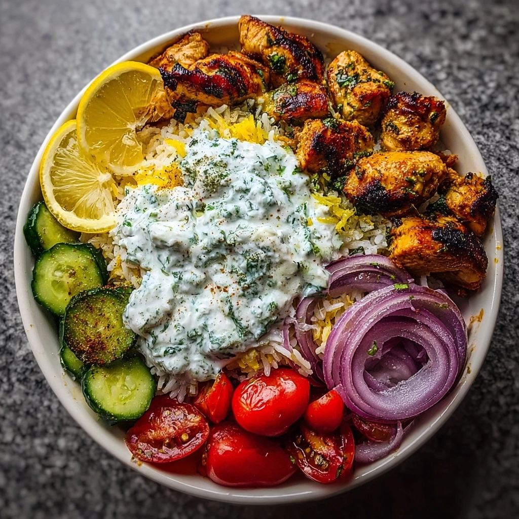 Greek Chicken Souvlaki Bowls with Garlic Yogurt Sauce Recipe - Recipe Image