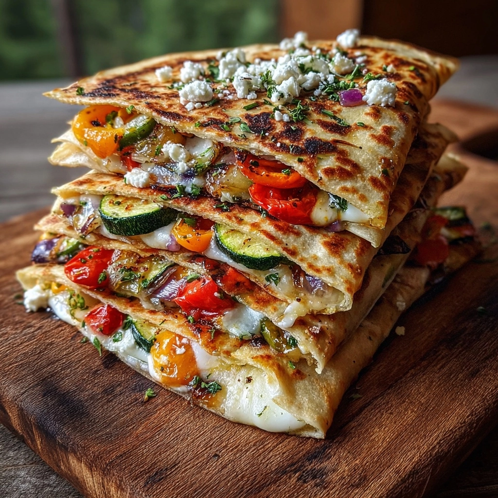 Grilled Mediterranean Veggie Flatbread Quesadillas Recipe