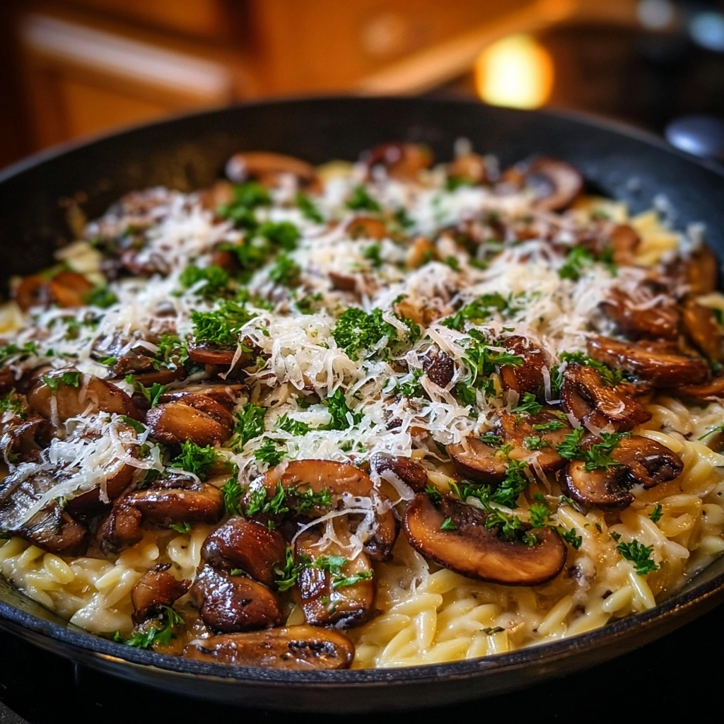 Creamy Parmesan Mushroom Orzo Recipe - Recipe Image