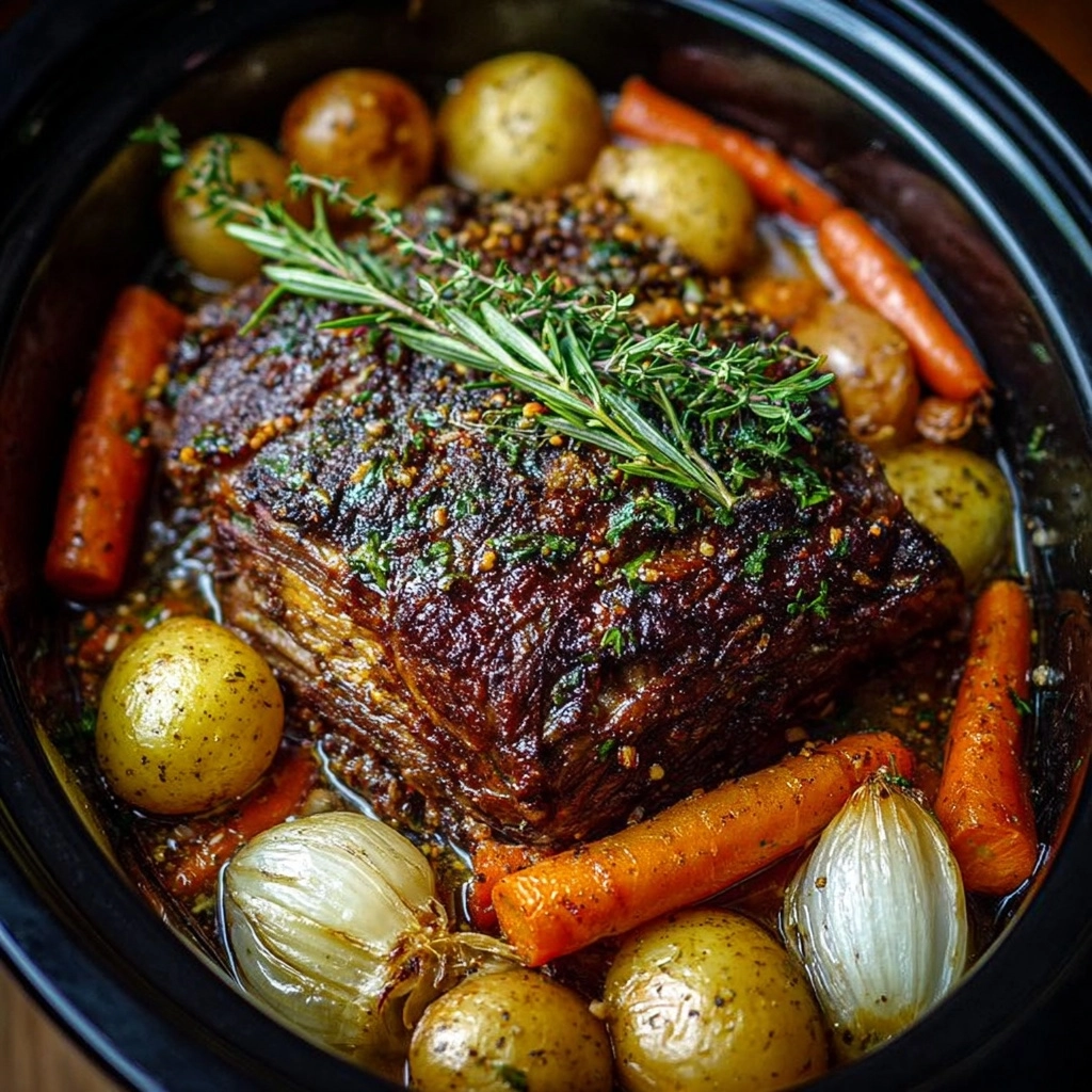 Easy Slow Cooker Chicken Pot Roast Recipe - Recipe Image