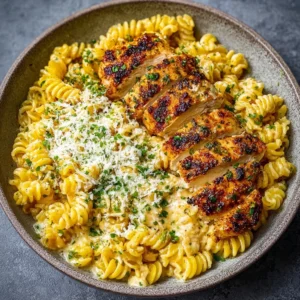 Creamy Garlic Parmesan Chicken with Cheesy Twisted Pasta Recipe