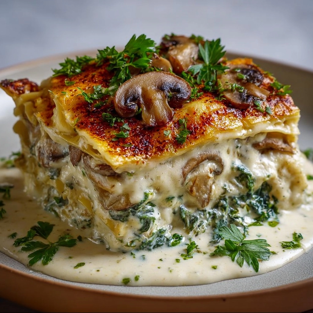 Vegan Spinach & Mushroom White Lasagna Recipe
