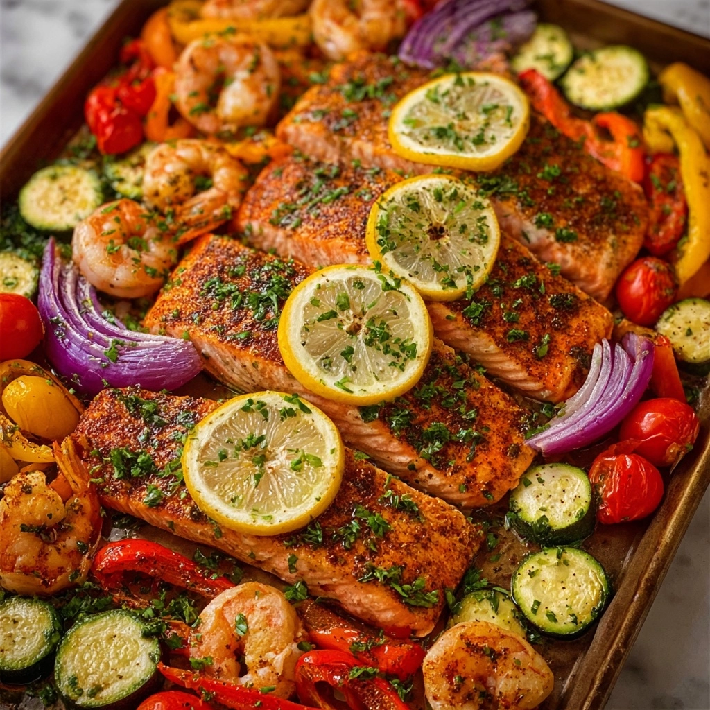 Oven-Baked Cajun Salmon & Shrimp Tray Recipe