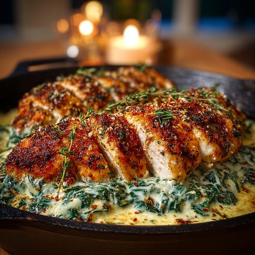 Creamy Spinach Artichoke Skillet Chicken Recipe - Recipe Image