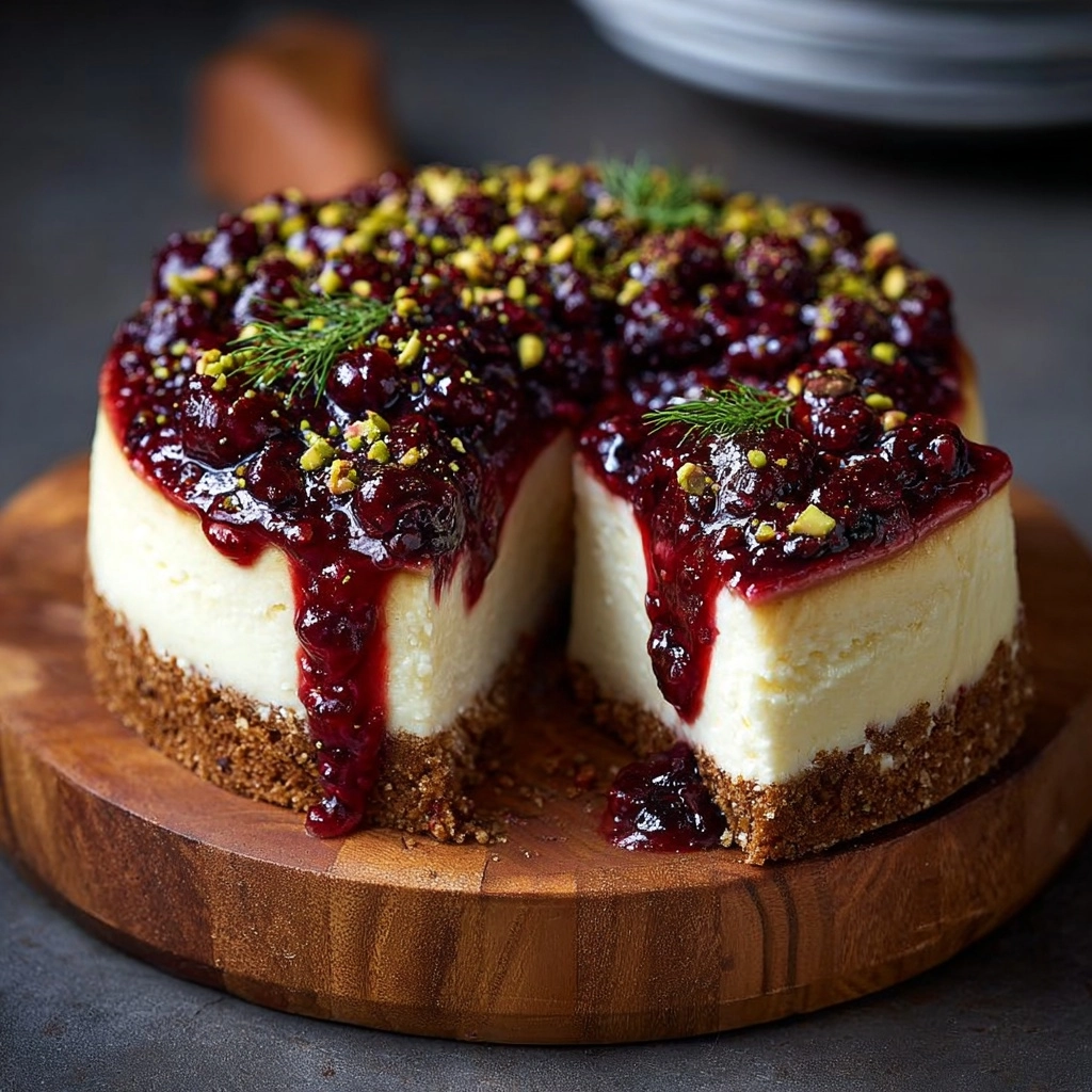 Beetroot Feta Cheesecake with Dill & Pistachio Dust Recipe - Recipe Image
