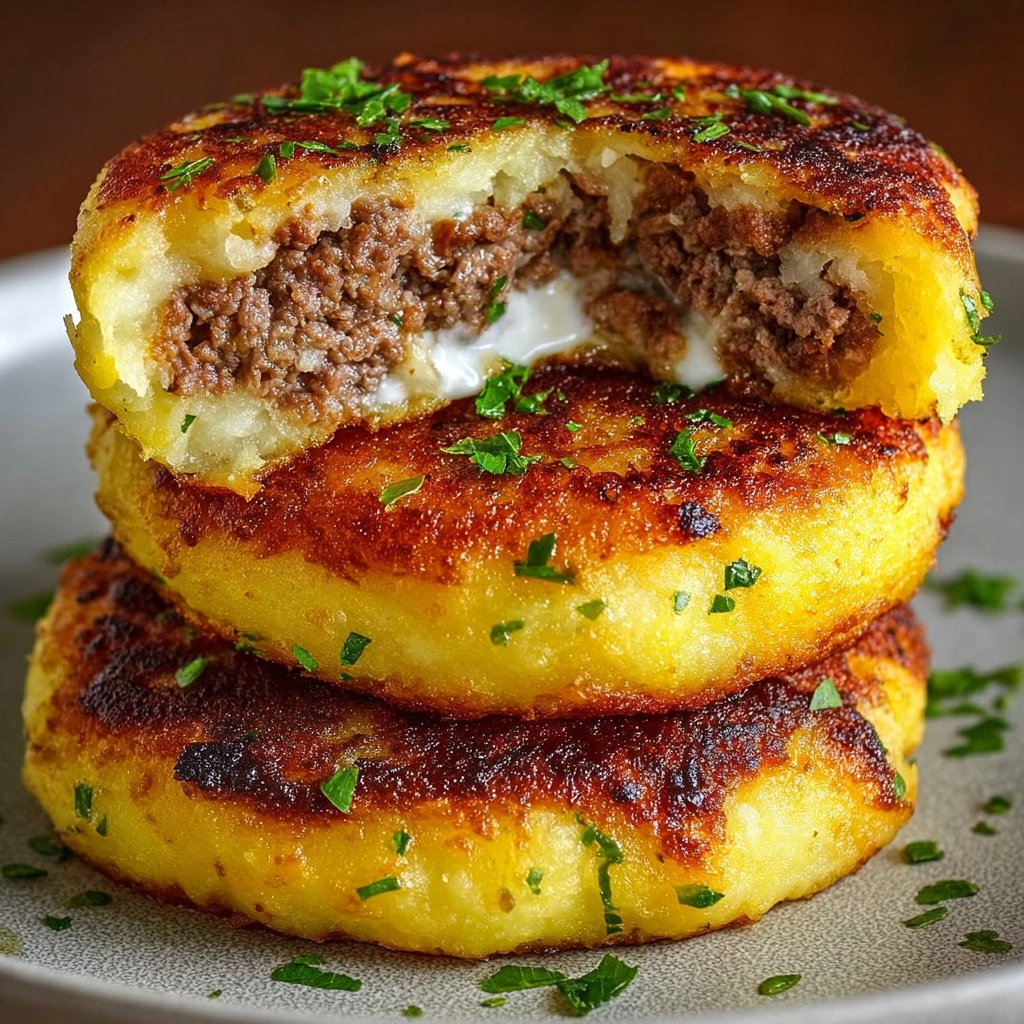 Mashed Potato Pancakes with Meat Filling Recipe 3 Mashed Potato Pancakes with Meat Filling Recipe - Recipe Image