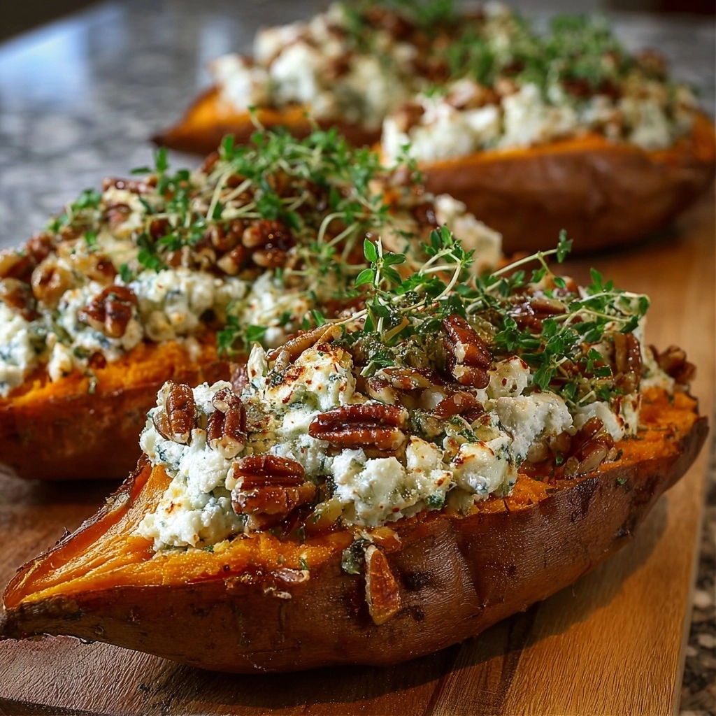 Creamy Maple Pecan Brie Stuffed Sweet Potatoes Recipe - Recipe Image