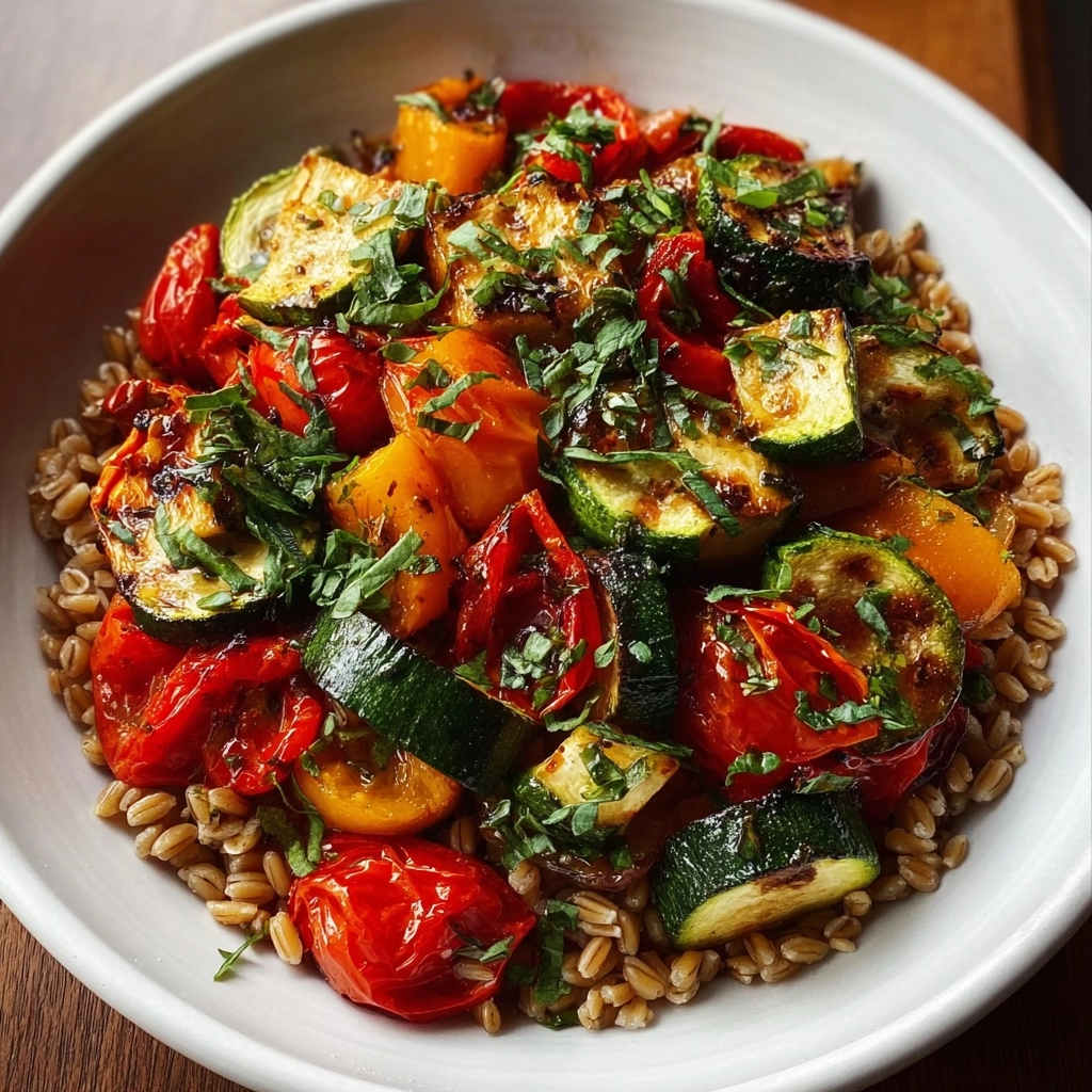 Warm Farro Salad with Roasted Veggies Recipe