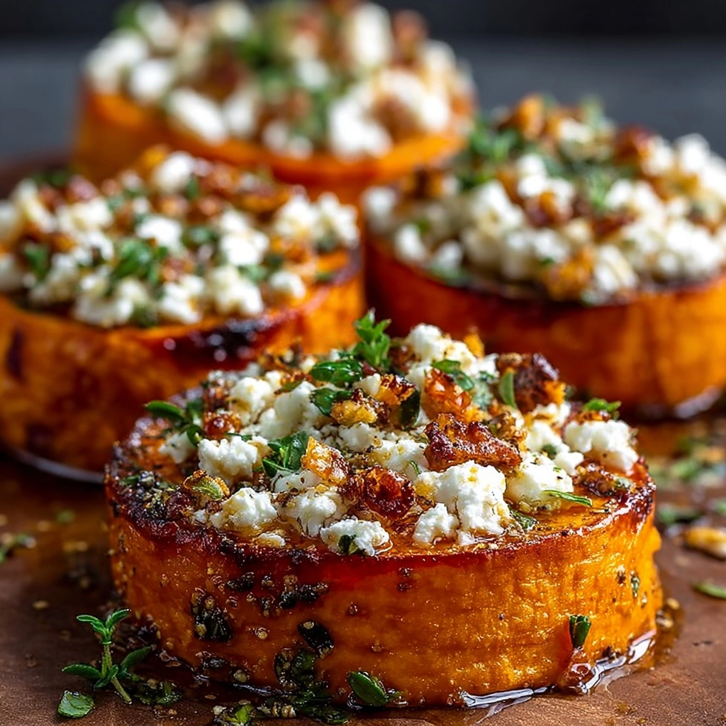 Roasted Sweet Potato Rounds with Honey and Feta Recipe 3 Roasted Sweet Potato Rounds with Honey and Feta Recipe - Recipe Image