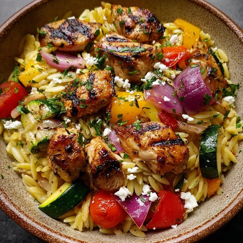 Balsamic Chicken Orzo with Roasted Veggies & Feta Recipe