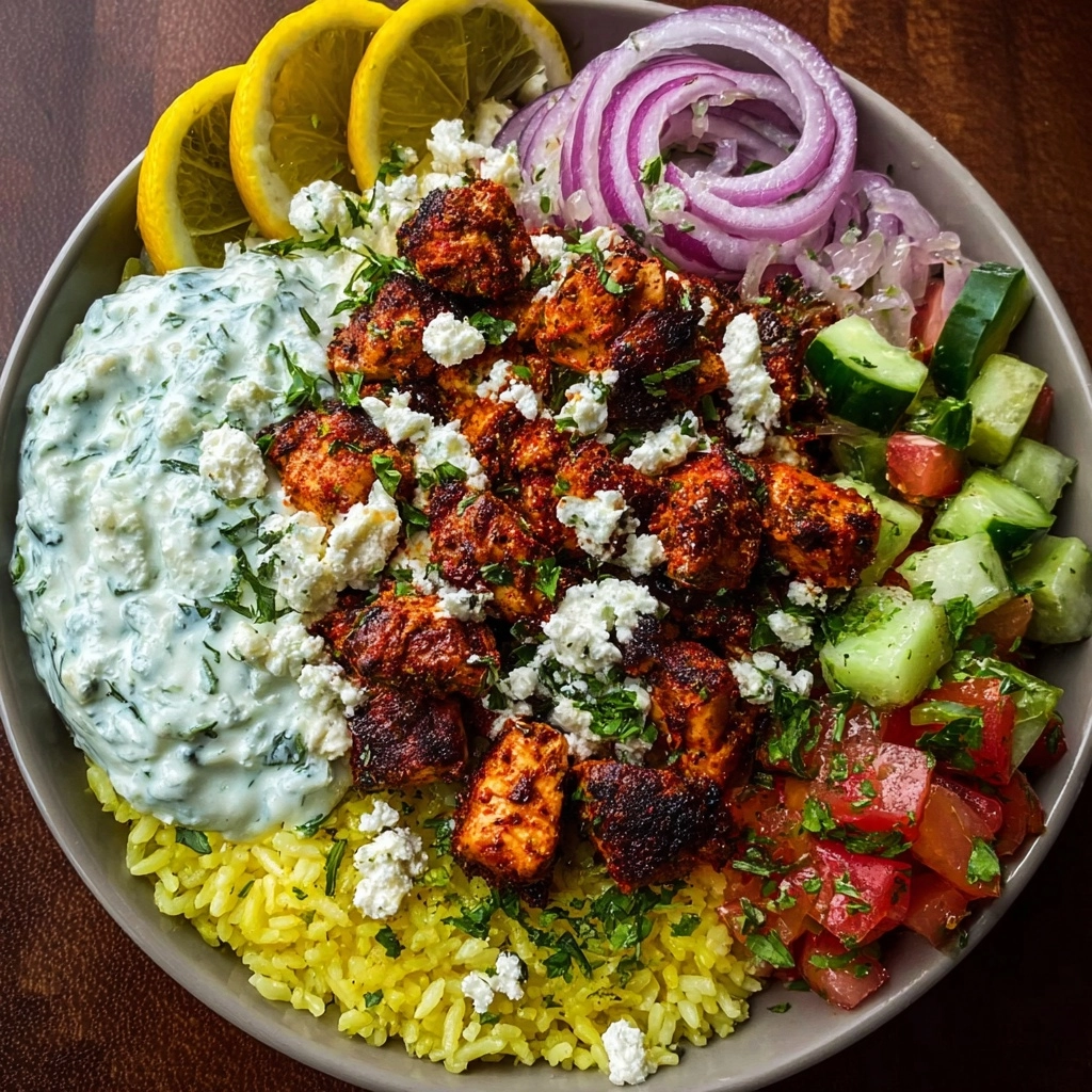 Greek Chicken Gyro Bowl with Herb Tzatziki Feta Recipe