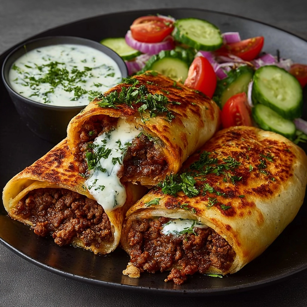 Mediterranean Ground Beef Pita Wraps with Tzatziki Sauce Recipe - Recipe Image