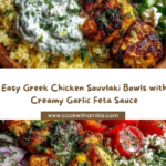 Greek Chicken Souvlaki Bowls with Garlic Feta Sauce Recipe