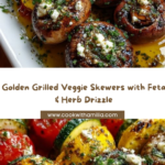 Golden Vegetable Party Skewers with Feta & Herb Oil Recipe