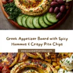 Greek Appetizer Board with Spicy Hummus & Pita Chips Recipe