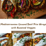 Mediterranean Ground Beef Pita Wraps with Roasted Veggies Recipe