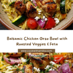 Balsamic Chicken Orzo with Roasted Veggies & Feta Recipe