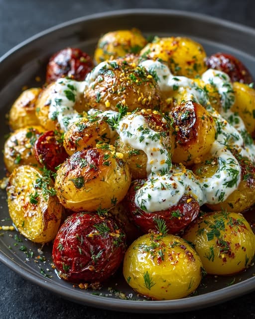 tatoes with Garlic Yogurt & Herb Drizzle Recipe