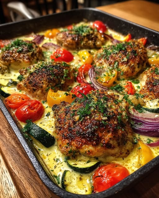 Creamy Mediterranean Chicken & Veggie Bake Recipe