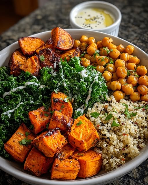 Roasted Sweet Potato & Kale Power Bowl Recipe 3 Roasted Sweet Potato & Kale Power Bowl Recipe - Recipe Image