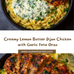 Slice chicken and serve over lemon Dijon orzo Recipe