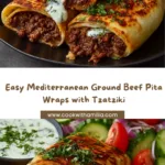 Mediterranean Ground Beef Pita Wraps with Tzatziki Sauce Recipe