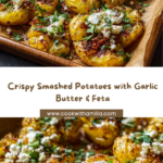 Smashed Crispy Feta Potatoes with Garlic Butter Drizzle Recipe