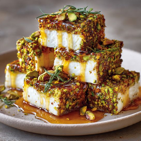 Pistachio-Crusted Halloumi with Honey and Thyme Recipe 2 Pistachio-Crusted Halloumi with Honey and Thyme Recipe - Recipe Image